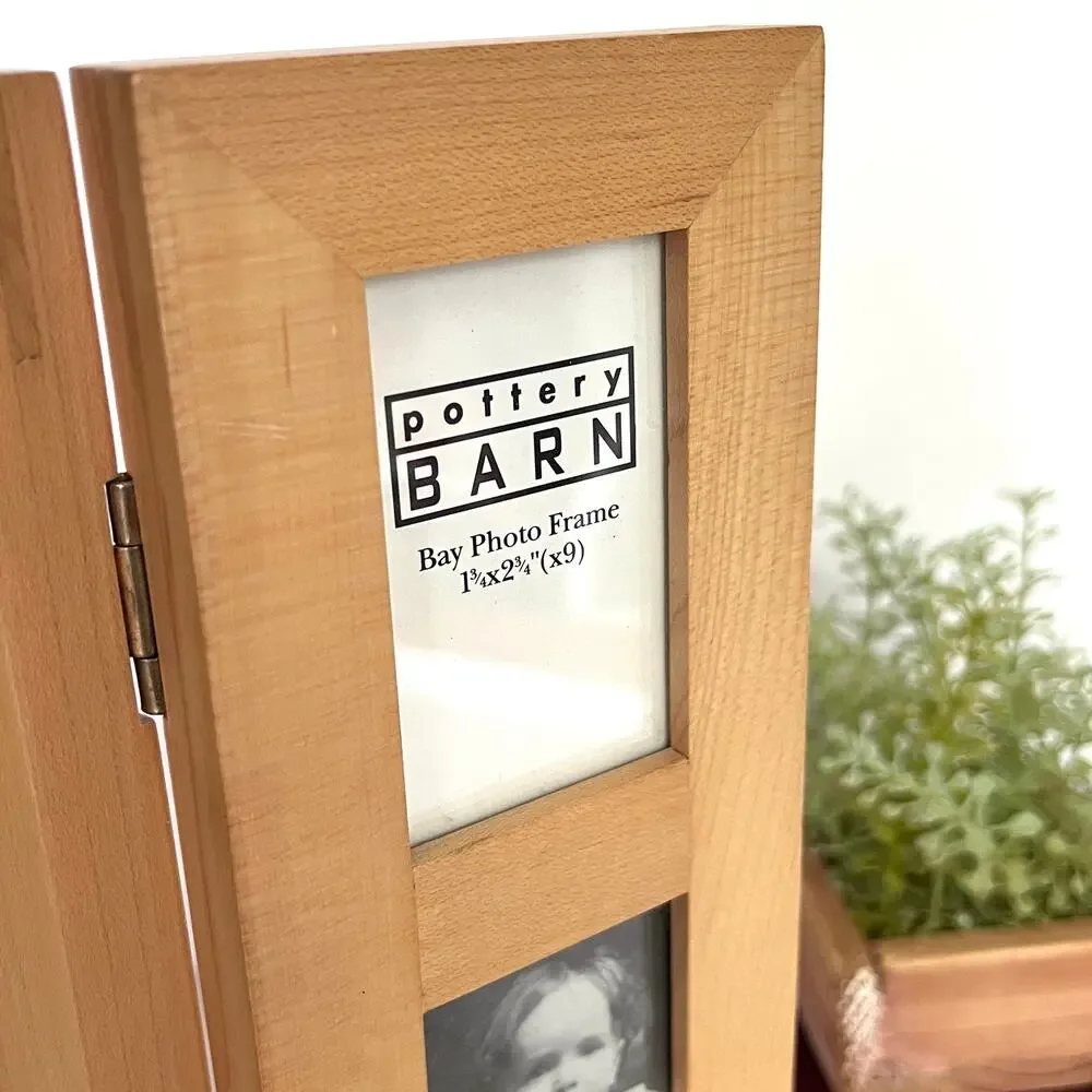 VTG Pottery Barn 3-Panel Hinged Bay Multi Image Photo Frame 1.75
